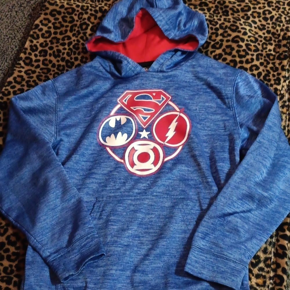 🤠DC Comics The Justice League Boys Pullover Hoodie Size Medium